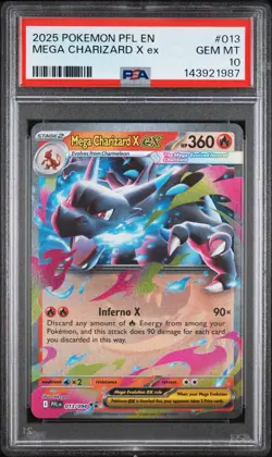 2025 POKEMON PFL EN-PHANTASMAL FLAMES #013 MEGA CHARIZARD X EX PSA 10 - Image 1