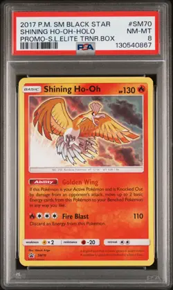 2017 POKEMON SM BLACK STAR PROMO #SM70 SHINING HO-OH-HOLO PSA 8 - Image 1