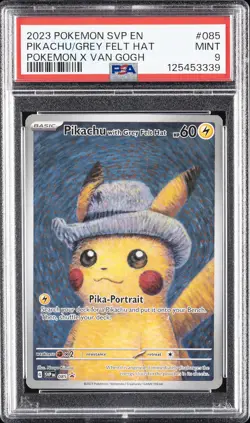 2023 POKEMON SVP EN-SV BLACK STAR PROMO #085 PIKACHU WITH GREY FELT HAT PSA 9 - Image 1
