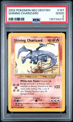 2002 POKEMON NEO DESTINY #107 SHINING CHARIZARD PSA 2 - Image 1