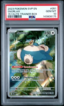 2023 POKEMON SVP EN-SV BLACK STAR PROMO 151 ELITE TRAINER BOX SNORLAX PSA 10 - Image 1