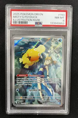 Pokemon Destined Rivals Misty’s Psyduck 193/182 Illustration Rare PSA 8 NM-MT - Image 1