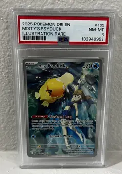 Pokemon Destined Rivals Misty’s Psyduck 193/182 Illustration Rare PSA 8 NM-MT - Image 4