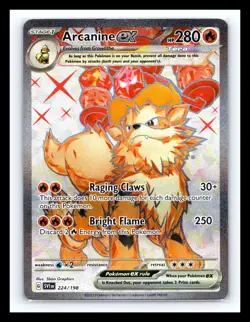 🔥 Pokemon Arcanine EX Full Art Ultra Rare Holo Card 224/198 Scarlet & Violet - Image 1