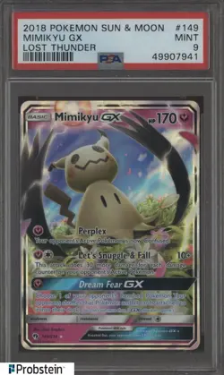 2018 Pokemon Sun & Moon Lost Thunder #149 Mimikyu Gx PSA 9 MINT - Image 1
