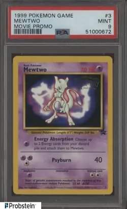 1999 Pokemon Games Movie Promo #3 Mewtwo PSA 9 MINT - Image 1