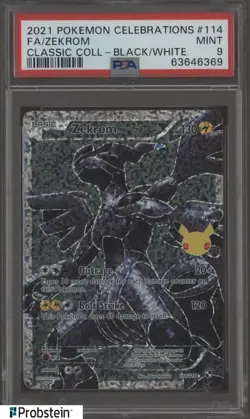 2021 Pokemon Celebrations Classic Collections Black/ White #114 FA/ Zekrom PSA 9 - Image 1