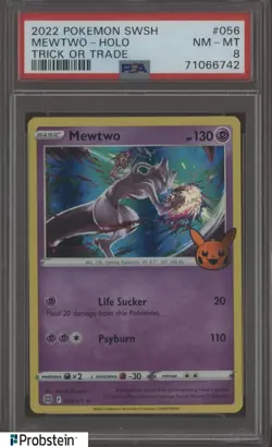 2022 Pokemon SWSH Trick Or Trade #056 Mewtwo Holo PSA 8 NM-MT - Image 1