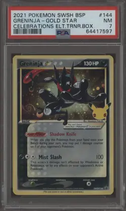 2021 Pokemon SWSH BSP Celebrations Elite Trainer Box Greninja Gold Star PSA 7 - Image 1