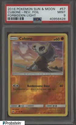 2018 Pokemon Sun & Moon Forbidden Light #57 Cubone Reverse Foil PSA 9 MINT - Image 1
