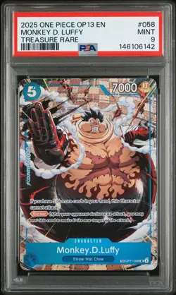 2025 ONE PIECE OP13-CARRYING ON HIS WILL TREASURE RARE MONKEY D. LUFFY PSA 9 - Image 1