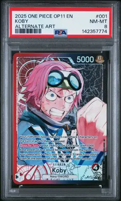 2025 ONE PIECE OP11-A FIST OF DIVINE SPEED ALTERNATE ART #001 KOBY PSA 8 - Image 1