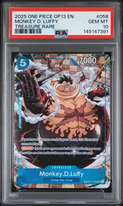 2025 ONE PIECE OP13-CARRYING ON HIS WILL TREASURE RARE MONKEY D. LUFFY PSA 10 - Image 1