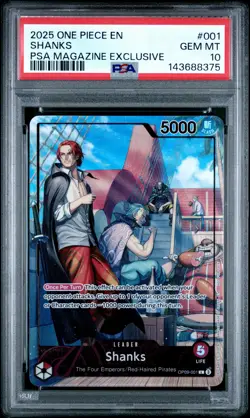 2025 ONE PIECE PROMOS PSA MAGAZINE EXCLUSIVE #001 SHANKS PSA 10 - Image 1