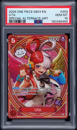 2026 ONE PIECE EB03-ONE PIECE HEROINES EDITION SPECIAL ALT ART #003 UTA PSA 10 - Image 1