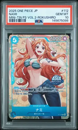 2025 ONE PIECE JPN MINI-TIN PACK SET VOL.2 KOUSHI ROKUSHIRO #112 NAMI PSA 10 - Image 1