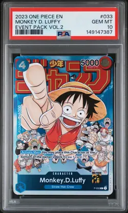 2023 ONE PIECE PROMOS EVENT PACK VOL.2 #033 MONKEY D. LUFFY PSA 10 - Image 1