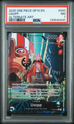 2025 ONE PIECE OP10-ROYAL BLOOD ALTERNATE ART #042 USOPP PSA 7 - Image 1