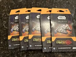 Jump To Lightspeed Star Wars Unlimited 16 Card Booster Pack LOT Of 5 Packs - Image 1