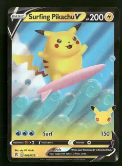 Surfing Pikachu V - 008/025 - Celebrations - Pokemon Card - NM/M - Image 1