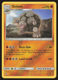 Hidden Fates Golem #35/68 Reverse Holo Pokemon Card - Image 1