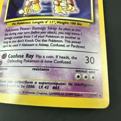 Pokemon TCG Alakazam Base Set Holo Rare Card #1/102 1999 - Image 5