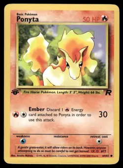 Pokemon Cards Ponyta 64/82 1ST EDITION Team Rocket Common LP - Image 1