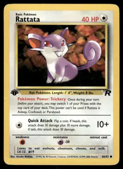 Pokemon Cards Rattata 66/82 1ST EDITION Team Rocket Common LP - Image 1