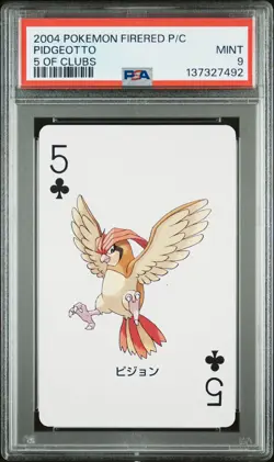 2004 POKEMON FIRERED VERSION PLAYING CARDS 5 OF CLUBS PIDGEOTTO PSA 9 - Image 1