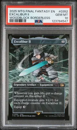 2025 MTG FINAL FANTASY WOODBLOCK BORDERLESS #0352 EXCALIBUR II PSA 10 - Image 1