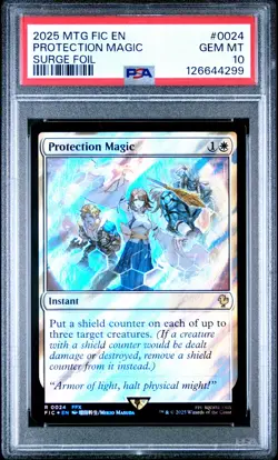 2025 MTG FINAL FANTASY COMMANDER SURGE FOIL #0024 PROTECTION MAGIC PSA 10 - Image 1