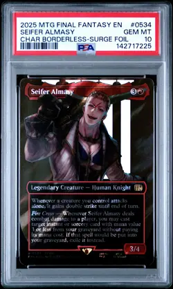 2025 MTG FINAL FANTASY CHARACTER BORDERLESS-SURGE FOIL SEIFER ALMASY PSA 10 - Image 1