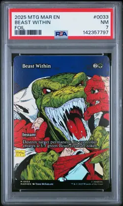 2025 MTG MARVEL'S SPIDER-MAN: SOURCE MATERIAL FOIL #0033 BEAST WITHIN PSA 7 - Image 1