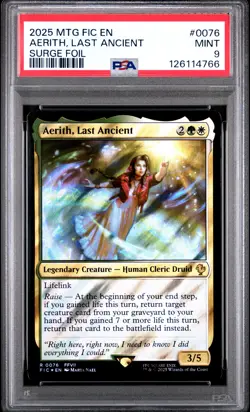 2025 MTG FINAL FANTASY COMMANDER SURGE FOIL #0076 AERITH, LAST ANCIENT PSA 9 - Image 1