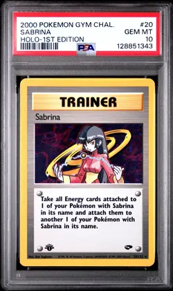 2000 POKEMON GYM CHALLENGE HOLO-1ST ED #20 SABRINA PSA 10 - Image 1