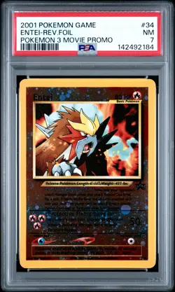 2001 POKEMON GAME MOVIE POKEMON 3 MOVIE PROMO #34 ENTEI-REVERSE FOIL PSA 7 - Image 1