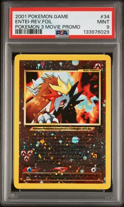 2001 POKEMON GAME MOVIE POKEMON 3 MOVIE PROMO #34 ENTEI-REVERSE FOIL PSA 9 - Image 1