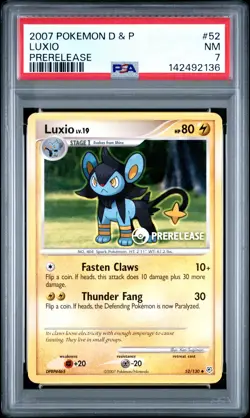 2007 POKEMON DIAMOND & PEARL PRERELEASE #52 LUXIO PSA 7 - Image 1