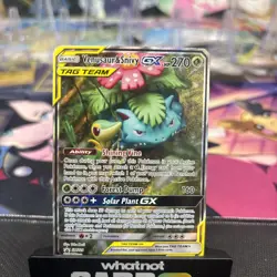 Pokemon Venusaur and Snivy GX SM 229 Full Art Tag Team Promo Card lp - Image 1
