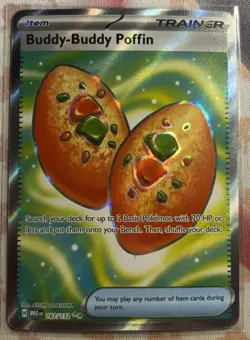 Pokemon ME01 Buddy-Buddy Poffin #167/132 Ultra Rare Full Art Trainer NM Holo - Image 1