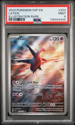 2024 POKEMON SSP EN-SURGING SPARKS ILLUSTRATION RARE #203 LATIOS PSA 9 - Image 1