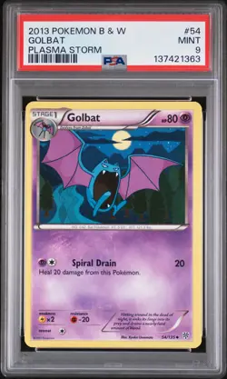 2013 POKEMON BLACK & WHITE PLASMA STORM #54 GOLBAT PSA 9 - Image 1