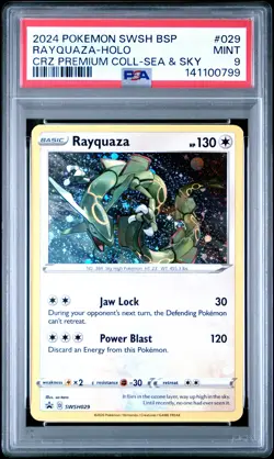 2024 POKEMON SWSH PROMO CROWN ZENITH PREMIUM COLLECTION #029 RAYQUAZA-HOLO PSA 9 - Image 1