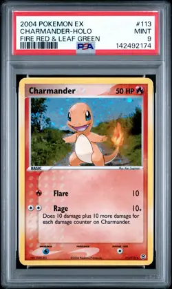2004 POKEMON EX FIRE RED & LEAF GREEN #113 CHARMANDER-HOLO PSA 9 - Image 1
