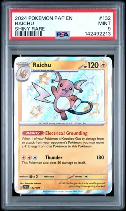 2024 POKEMON PAF EN-PALDEAN FATES SHINY RARE #132 RAICHU PSA 9 - Image 1