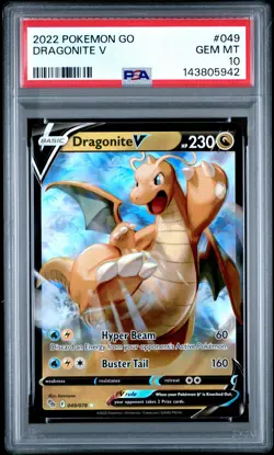 2022 POKEMON GO #049 DRAGONITE V PSA 10 - Image 1