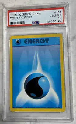 Pokemon 1999 Base Set Water Energy 102/102 PSA 10 Common Regular Wizards - Image 1