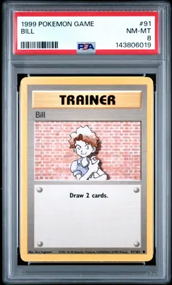1999 POKEMON BASE SET UNLIMITED #91 BILL PSA 8 - Image 1