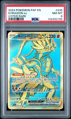 2024 POKEMON PAF EN-PALDEAN FATES HYPER RARE #245 KORAIDON EX PSA 8 - Image 1