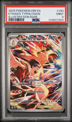 2025 Pokemon Destined Rivals Ethan's Typhlosion Illustration Rare #190 PSA 9 - Image 1